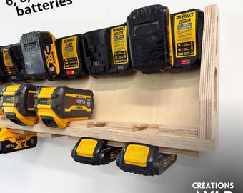 DeWalt 20V/60V compatible charging station - 6, 8, 10 or 12 batteries - Cherry plywood - Workshop organization