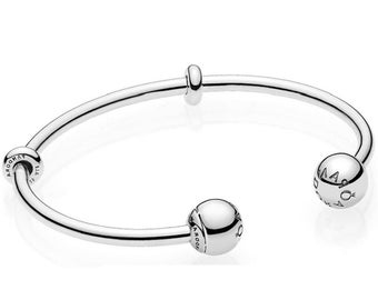 Moments Open Bangle Womens Must-Have Sterling Silver Charm Bangle An Authentic, Solid Bracelet, Crafted to Perfection
