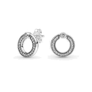 Logo Circle Reversible Stud Earrings Unique Silver Double Sided Earrings For Women Modern Sparkle Ladies Jewellery, Perfect Gift For Her, UK