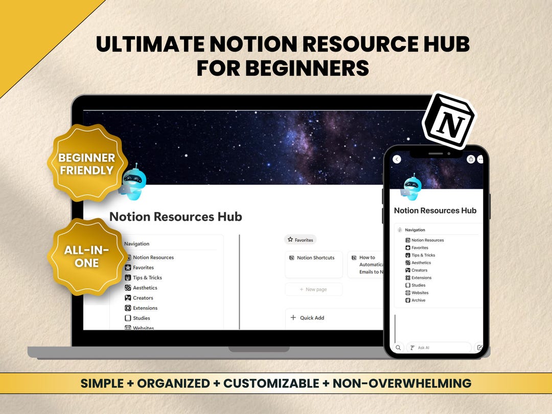 PLR Notion Resource Hub Template for Beginners (digital Download) - Etsy