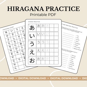Japanisch lernen Hiragana-Schreibpraxis Druckbare PDF-Übungsblätter Katakana-Schreiben Goodnoted-Vorlage
