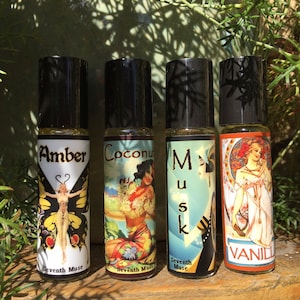 Roll-On Perfume Oils - Amber, Coconut, Musk or Vanilla