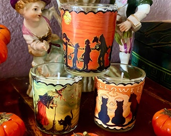 Halloween Votives with Vintage Pictures - Soy Wax