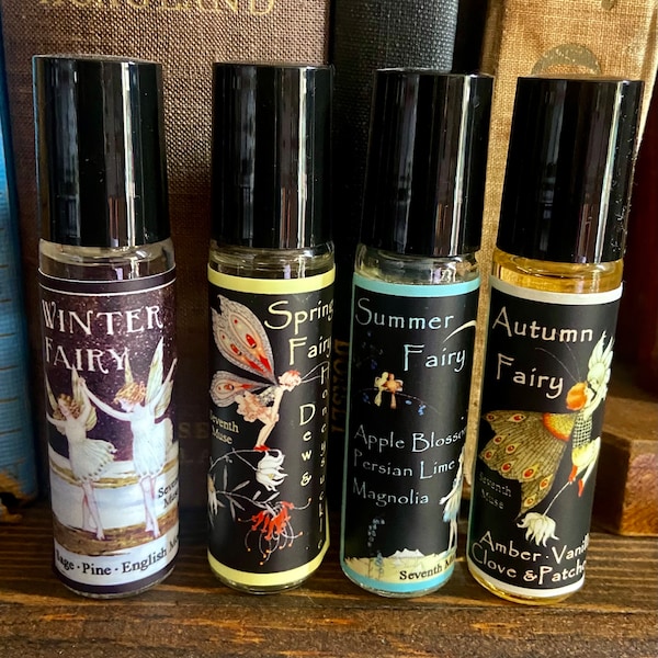 Aceites perfumados roll-on de mezcla de hadas: Hada de otoño, Hada de invierno, Hada de verano o Hada de primavera