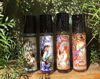 Aceite perfumado en roll-on: geranio rosa, lila, violeta o glicina