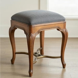 chinese dress ladies Saddle Leather-Finished Slate Top Vanity Table & Stool, Accented with main image 0