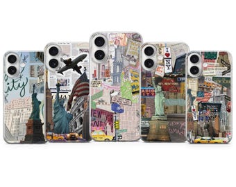 Etui na telefon New York NYC Aesthetic USA Collage Cover do iPhone'a 17 16Pro 15 14 13 12 Samsung S25 S24 S23 S22 A16 A56 A55 Pixel 10Pro 9Pro