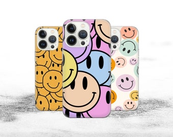 Boho Smiley Face Phone Case Cute Funky Print Cover for iPhone 17 16Pro 15 14 13 12 Samsung S25 S24 S23 S22 A16 A56 A55 Pixel 10Pro 9Pro