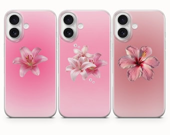 Pink Hibiscus Phone Case Tropical Floral Cover for iPhone 17 16Pro 15 14 13 12 Samsung S25 S24 S23 S22 A16 A56 A55 Pixel 10Pro 9Pro