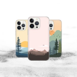 Mountains phone case Cover fit for iPhone 16 Pro Max, 15, 14, 13, 12, 11, 8, 7 Plus, Samsung S23 Ultra, S22, S21, Protective & Stylish