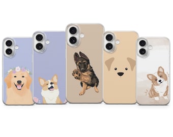 Süße Hunde Handytasche Welpen Cartoon Abdeckung für iPhone 17 16Pro 15 14 13 12 Samsung S25 S24 S23 S22 A16 A56 A55 Pixel 10Pro 9Pro