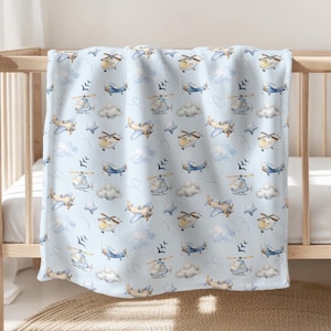 Airplanes Baby Blanket, Baby Shower Gift, Gift for Newborns, Travel Nursery Theme, Swaddle Blanket, Boy Blanket, Adventure Baby Blanket