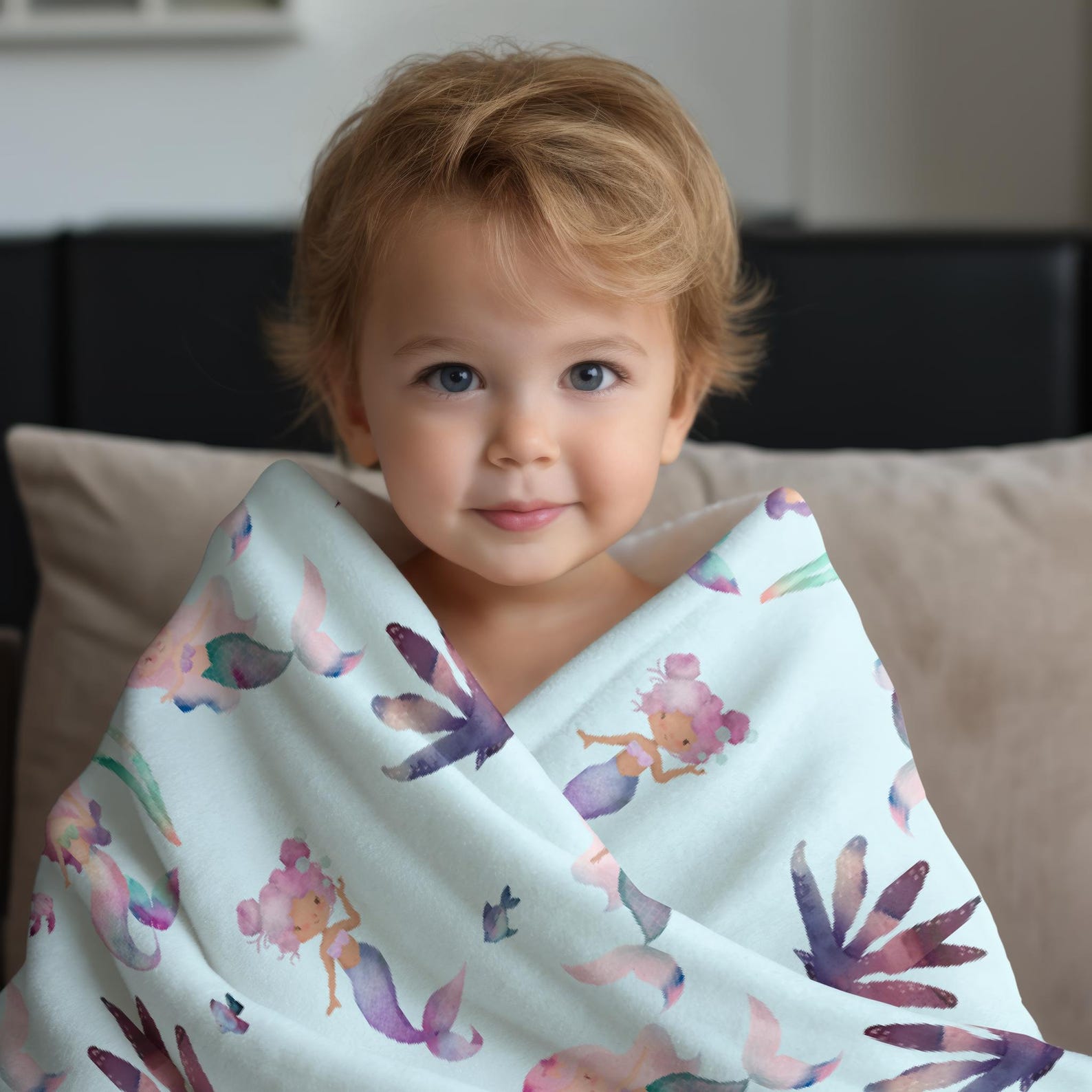 Baby Hooded Blanket – Mermaid Design main image 1