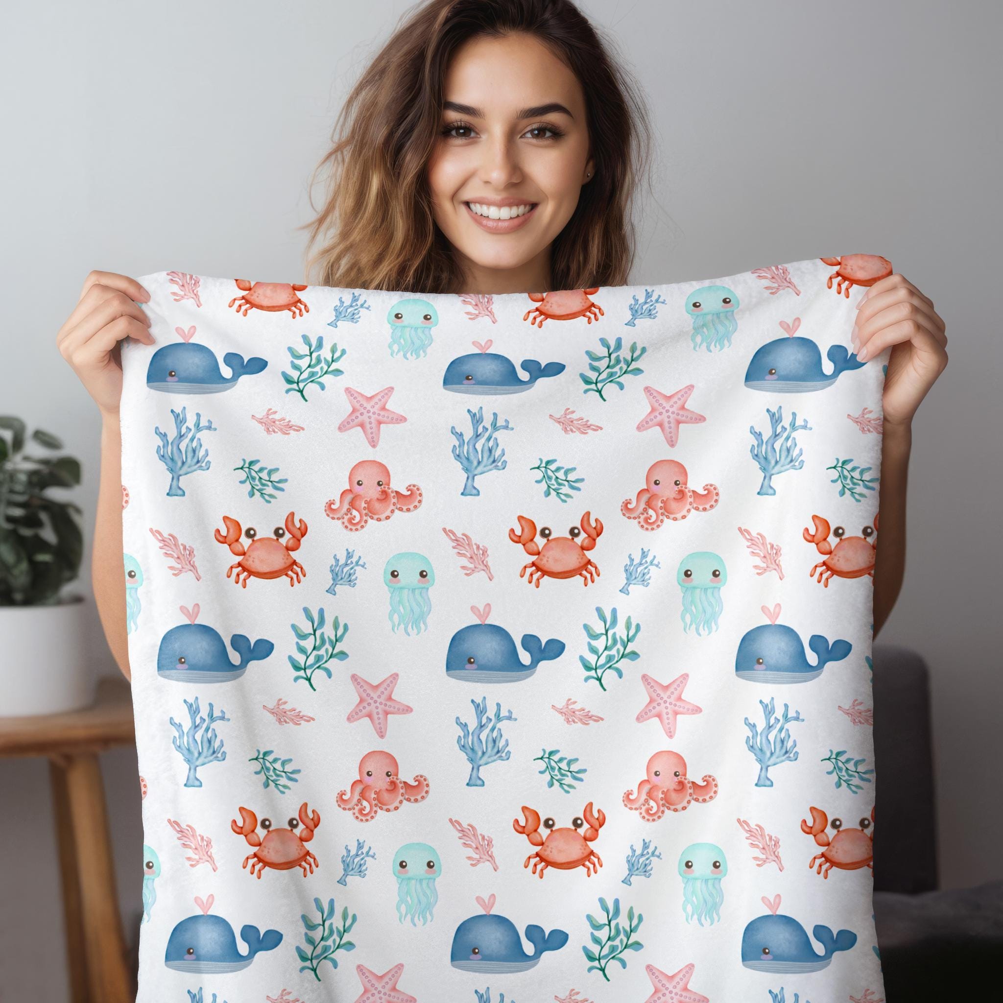 Under the Sea Baby Blanket, Ocean Animal Blanket, Sea Animal Blanket ...