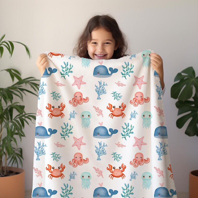Under the Sea Baby Blanket, Ocean Animal Blanket, Sea Animal Blanket ...