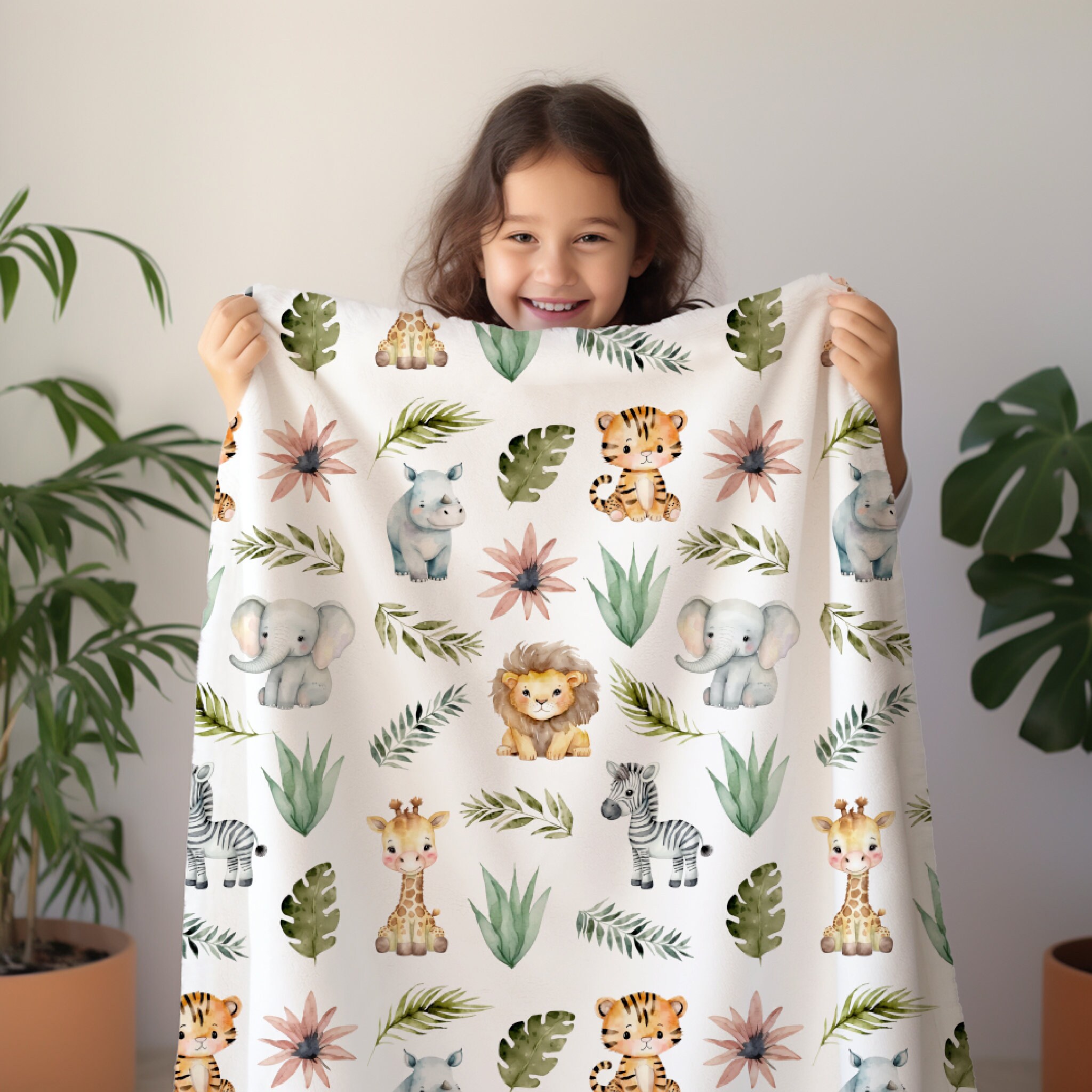 Jungle Safari Animal Fleece Baby Blanket | Lions, Tigers, Zebras ...