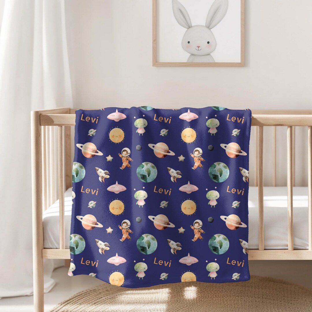 Personalized Outer Space Blanket. Celestial Gift. Solar System Nursery ...