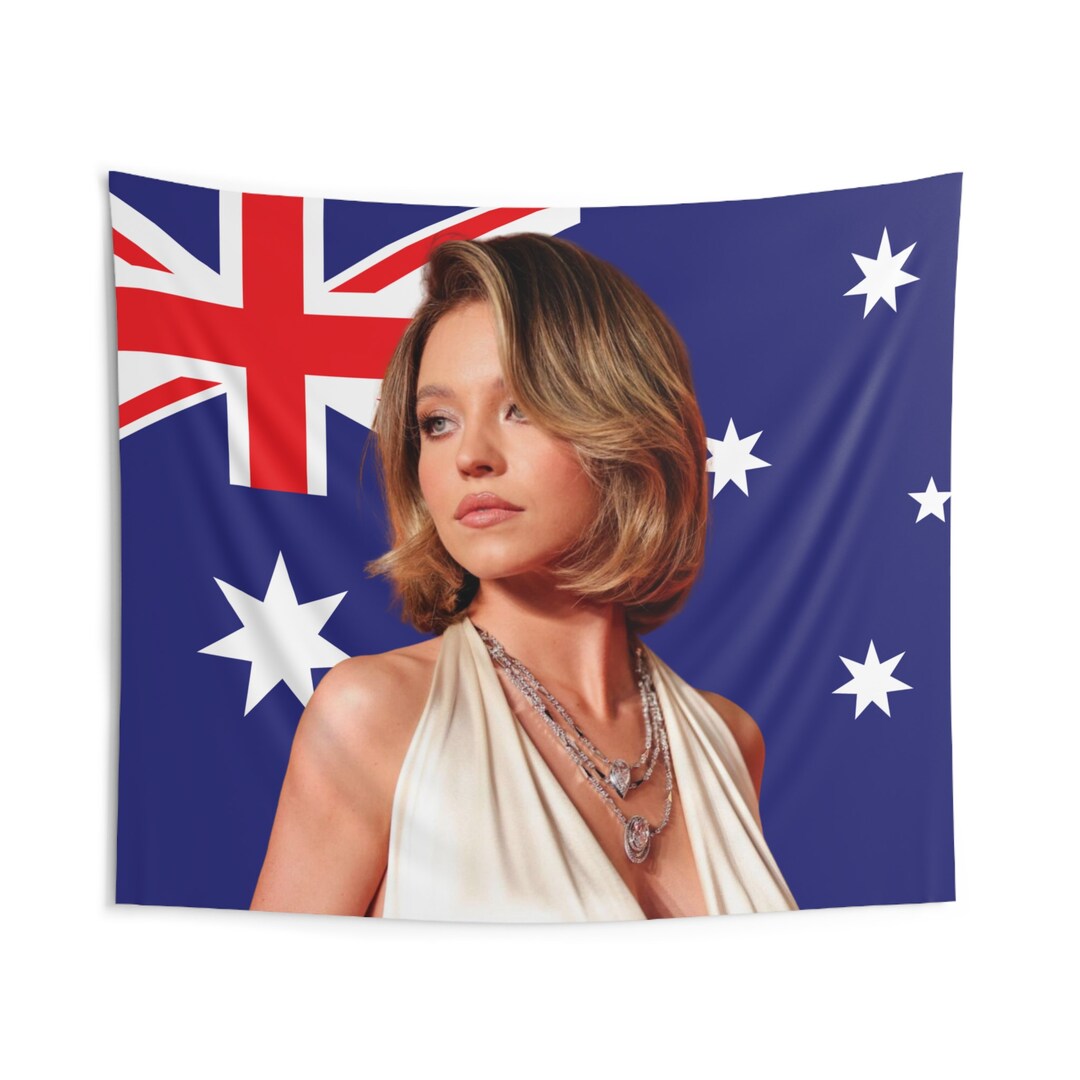 Sydney Sweeney AUS Flag, Australia Flag Tapestry, Movie Merch for Room
