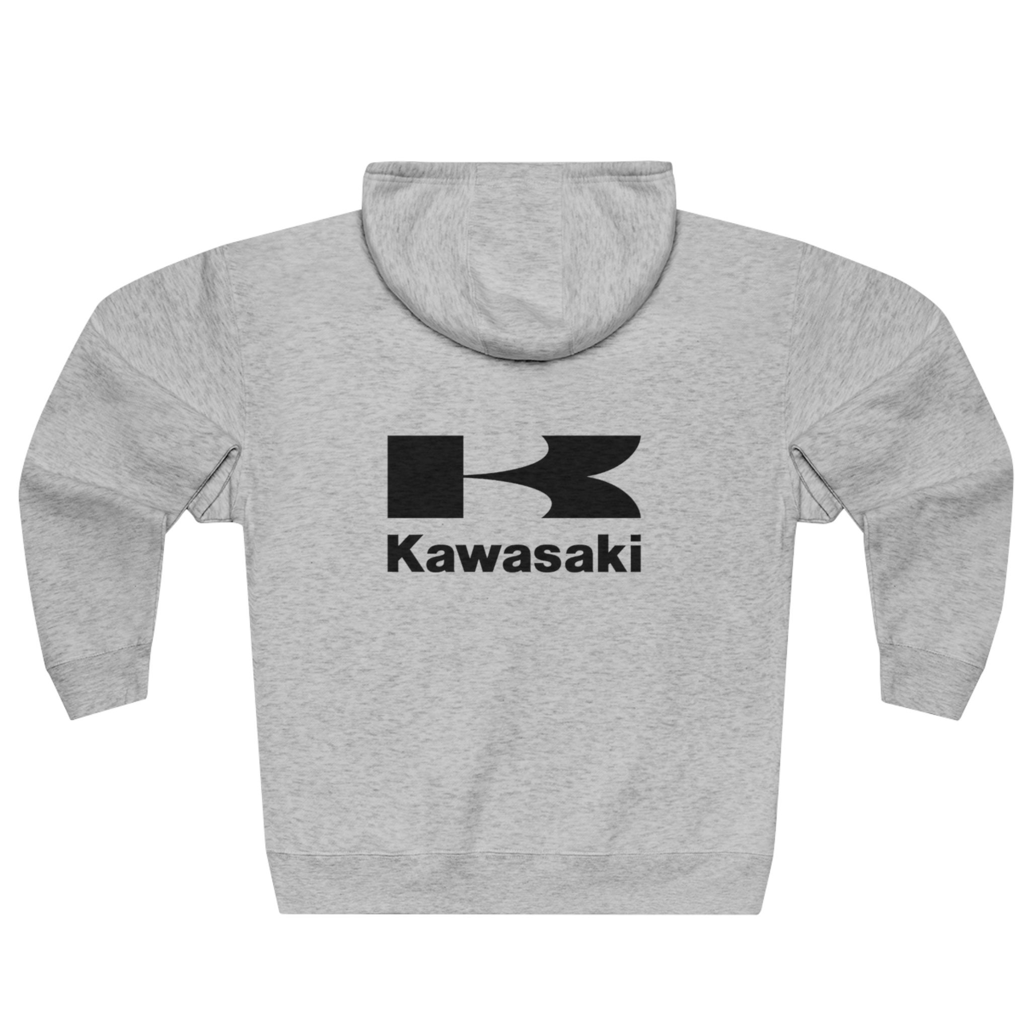 美品　Kawasaki バイクロゴ スウェット パーカー　Ｍサイズ　グレー Kawasaki Biker Hoodie, Motorcycle Rider Pullover, Motorbike