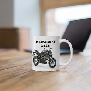Kawasaki Z125, Ceramic Coffee Cups, 11oz, Gift for Him, Fathers Day Gift, Birthday Gift, Biker Gift, The Legend, Gift Ideas