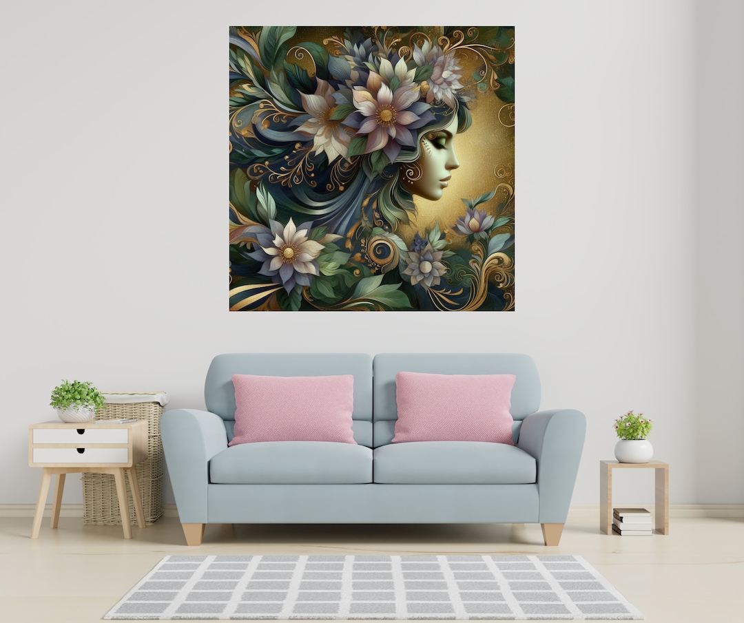 Flower Lady Wall Art | Elegant Floral Woman Digital Print | Modern ...