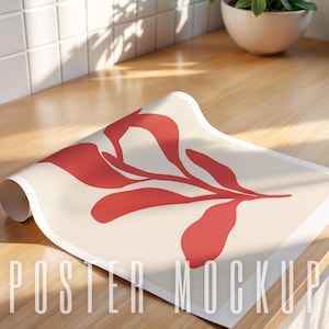 Vertical Poster Mockup Rolled Up Poster Flat Lay Mockup Detail View Vertical Mockup DIN A Poster Art Prints Photoshop Photopea Mock Up
