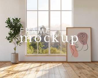Vertical Frame Mockup Wood Frame Mockup Elegant Aesthetic Mockup Vertical Frame Art Prints Mockup DIN A Frame Photoshop Photopea Mockup