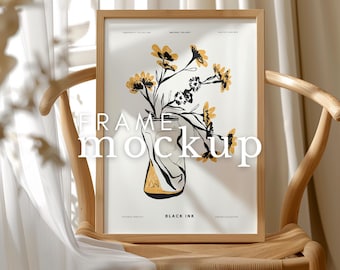 Vertical Frame Mockup Wood Frame Mockup Elegant Mockup Vertical Frame Portret Mockup DIN A ISO Frame Photoshop Photopea Mockup Template