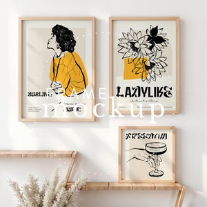 Three Frames Mockup Vertical Close Up Mockup Set Of 3 Frames Gallery Wall Mockup Art Poster Prints PSD Photoshop Photopea Mockup DIN A Frame