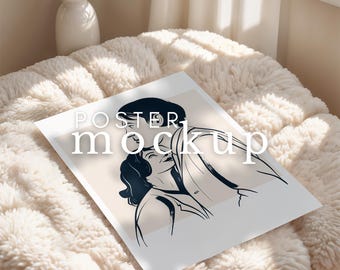 Vertical Poster Mockup Flat Lay Mockup Detail View Poster Vertical Elegant Cozy Mockup ISO Smart Object Photoshop Photopea Portret Mock Up