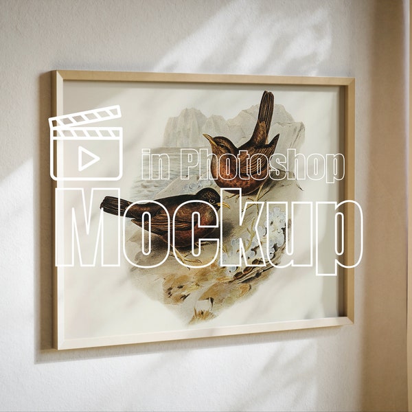 Video Frame Mockup, Animated Frame, Horizontal Frame Mockup, PSD Smart Object, Seamless Loop, Wood Frame Mockup, DIN A ISO