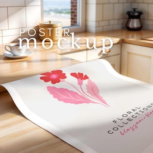Vertical Poster Mockup Rolled Up Poster Flat Lay Mockup Detail View Vertical Mockup ISO PSD Smart Object Photoshop Photopia Portret Mock Up