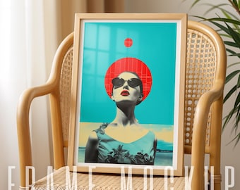 Frame Mockup Vertical Minimal Interior Gold Frame Mockup Wall Art Poster Print DIN A Portret Picture Mockup Photoshop Photo Frame Mockup