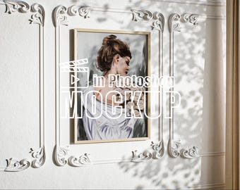 Video Frame Mockup, Animated Frame Mockup, Vertical Frame Mockup Video, Photoshop Mockup DIN A Frame,  Seamless Loop Video Wood Frame Mockup