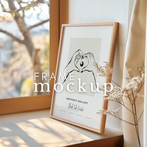 Vertical Frame Mockup Thin Wood Frame Mockup Elegant Frame Mockup Vertical Portret Frame DIN A ISO Photoshop Photopea Mockup Template Fall