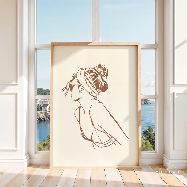 Vertical Frame Mockup Coastal Mockup Summer Art Poster Prints Elegant Aesthetic Mockup Portret DIN A ISO Frame Photoshop Photopea Template image 5