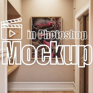 Video Frame Mockup Animated Hall Scene, DIN A Frame, Vertical Frame Mockup Minimal Interior, Photoshop Mockup, Wood Frame Mockup Art Prints