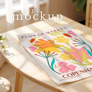 Verticaal postermodel opgerolde poster platliggend mockup detailweergave verticaal model ISO PSD Slim object Photoshop Photopia Portret Mock-up