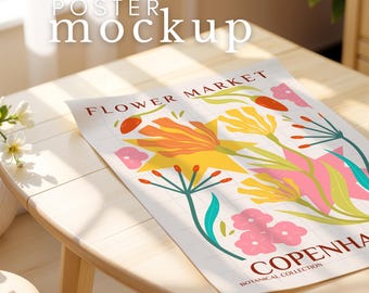 Vertical Poster Mockup Rolled Up Poster Flat Lay Mockup Detail View Vertical Mockup ISO PSD Smart Object Photoshop Photopia Portret Mock Up