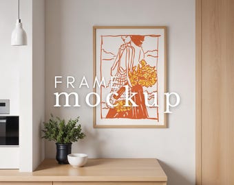 Vertical Frame Mockup Kitchen Cozy Interior Frame Mockup Vertical Frame Mock Up DIN A Frame Photoshop Mockup PhotopeaTemplate Art Prints