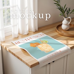Vertical Poster Mockup Rolled Up Poster Flat Lay Mockup Detail View Vertical Mockup ISO PSD Smart Object Photoshop Photopia Portret Mock Up