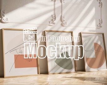 Video Frame Mockup | Animated Frame Mockup | Photoshop Vertical Frame Mockup | Three Frames Video Mockup DIN A Frame |  Seamless Loop Video