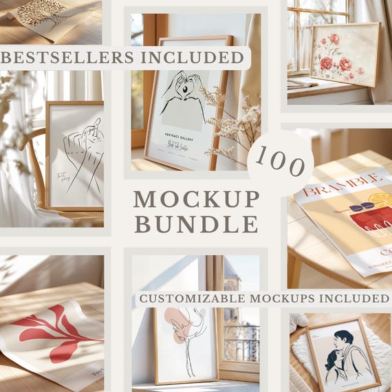 Mockup Bundle Frame Poster Mockup Vertical Frame Mockup Horizontal Flat Lay Detail View Mock Up Photoshop DIN A ISO Photopea Template Bundle
