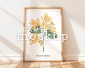 Wood Frame Mockup Vertical Photoshop Mockup For Art Display Interior Scene Photopea Mockup Custom Wall Color DIN A Frame Mockup Printables