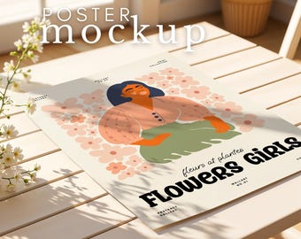 Vertical Poster Mockup Rolled Up Poster Flat Lay Mockup Detail View Vertical Mockup ISO PSD Smart Object Photoshop Photopia Portret Mock Up