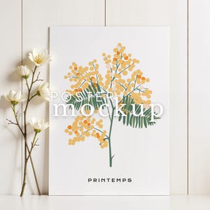 Vertikales Poster Mockup Detailansicht Wandkunst Drucke Poster Mockup DIN A Nahaufnahme Portret Mockup elegant ästhetisch Photoshop Photopea MockUp