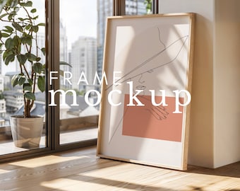 Frame Mockup On Floor PSD Smart Object ISO Frame Mockup Frame Mockup PSD Template Frame Leaning Against Wall Mockup