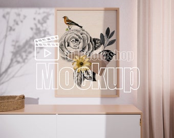 Video Frame Mockup, Vertical Frame Mockup, DIN A Frame, Portret Frame Mockup, Wood Frame Mockup, Minimal Interior Frame Mockup Photoshop
