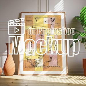 Video Frame Mockup, Animated Frame, DIN A ISO, Vertical Frame Mockup, PSD Smart Object, Wood Frame Mockup