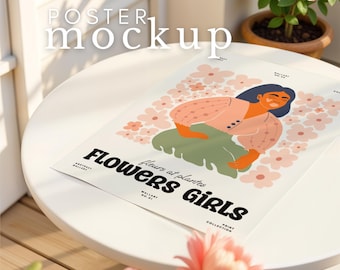 Vertical Poster Mockup Rolled Up Poster Flat Lay Mockup Detail View Vertical Mockup ISO PSD Smart Object Photoshop Photopia Portret Mock Up
